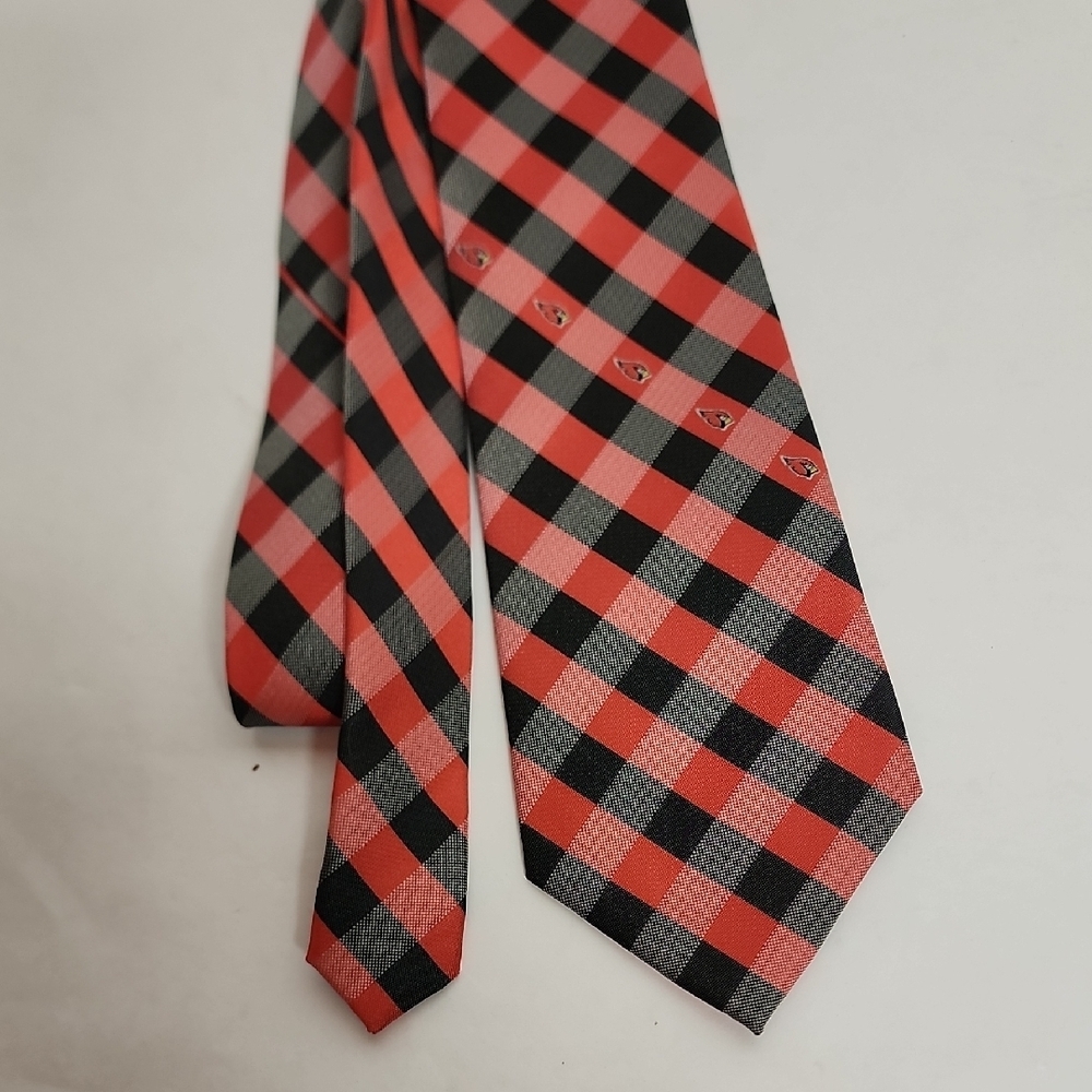 NFL Licensed Arizona Cardinals Football Fan Stylish Red and Black Checkered Tie
